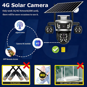 กล้องวงจรปิด V380 4G SIM พลังงานแสงอาทิตย์ ภายนอกอาคาร 4 เลนส์ 4MP ซูมออปติคอล ติดตามมนุษย์ 360 องศา °   กล้องวงจรปิด PTZ ไร้สาย บันทึกภาพได้ 24 ชั่วโมง - Product Image 2