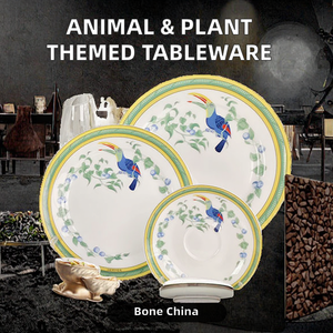 Services de table créatifs à thème Plantes et Animaux, style Cuisine occidentale, comprenant Assiettes, Cuillères et Tasses à café, pour usage domestique et en restaurant - Product Image 2