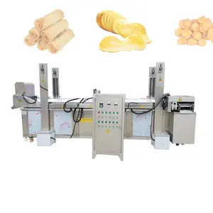 Supply banana/plantain french fries continuous frying machine price conveying belt deep fryer machine