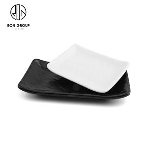 Assiette de restauration rapide en mélamine rectangulaire noire personnalisée en gros <span class=keywords><strong>vaisselle</strong></span> commerciale pour hôtels restaurants plastique 100pcs - Product Image 4