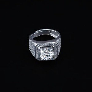 18k Banhado A Ouro 925 Prata Premium Homens 2 Carat Color Moissanite Anel De Noivado Elegante Banda De Casamento - Product Image 6