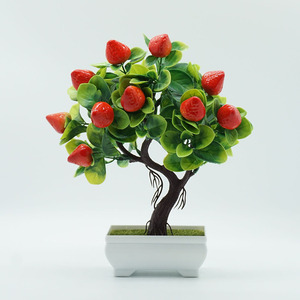 Bonsái Artificial en maceta para decoración del hogar, árboles frutales, bonsái, frutas <span class=keywords><strong>de</strong></span> plástico, plantas, setas, naranja, limón, melocotón, fresa, para boda - Product Image 5