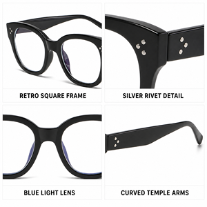 Gafas de Lectura Retro Cuadradas con Bloqueo de Luz Azul, Monturas Ópticas Unisex para Hombre y Mujer - Product Image 2