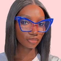 Gafas Ópticas con Protección Anti Luz Azul para Mujer, Montura de Ojo de Gato, Combinación de Colores Avanzada, Montura Completa, Bloqueo de Luz Azul