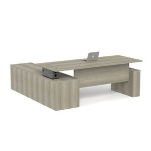 โต๊ะทำงานผู้บริหารรูปตัวแอลแบบปรับระดับความสูงด้วยไฟฟ้า พร้อมที่เก็บของ มอเตอร์คู่ ปรับได้ทั้งแบบนั่งและยืน เหมาะสำหรับผู้บริหาร - Product Image 1