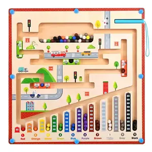 Magnetic City Traffic Maze Board for Toddlers Montessori Activities Number and Color Match