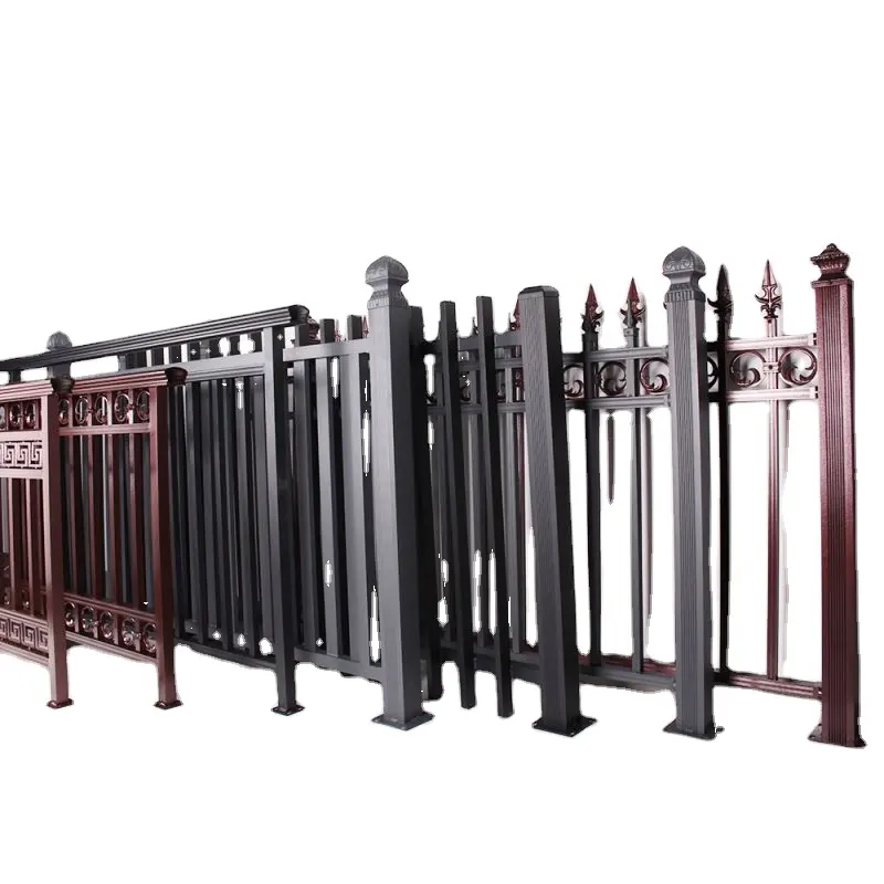 Vendita calda cortile decorativo picchetto recinzione recinzione in alluminio nero recinzione in ferro battuto in acciaio