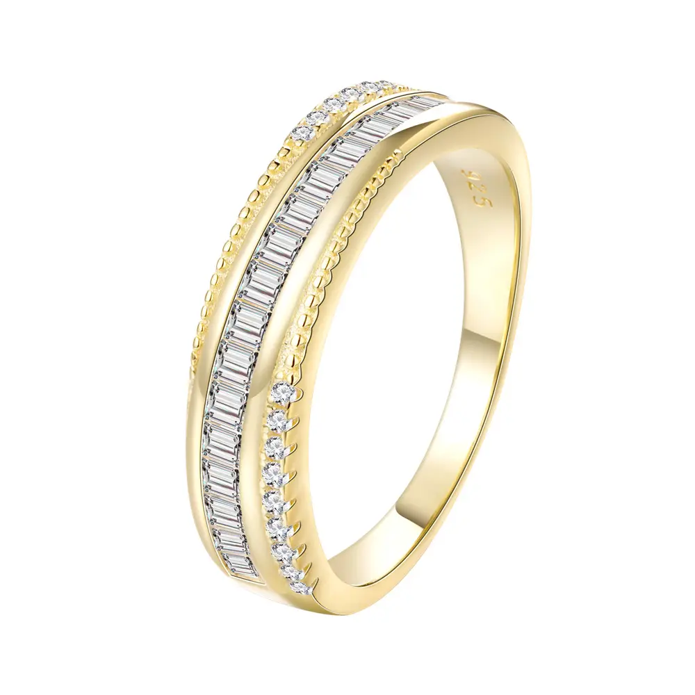 Curve track inlaid row diamond ring women Euro American ins fashion 925 silver rings live source wholesale