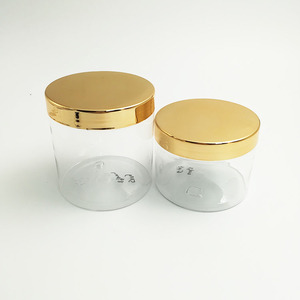300ml 500ml Plastic PET transparent color Cosmetic Jar with shiny gold lids /Great Container for Body Butter Cream Lotion Stash