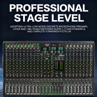 Console de mixage audio professionnelle en métal KN-16/24/32 à 16 canaux, 16 micros, Bluetooth, USB OTG, 99 effets DSP, alimentation fantôme 48V, stéréo