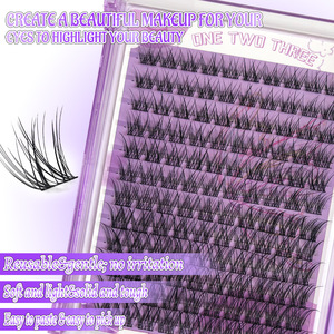 Faux cils naturels longs segmentés, 120 pièces, 12 rangées, courbure naturelle, cils effet <span class=keywords><strong>manga</strong></span> queue de poisson - Product Image 3