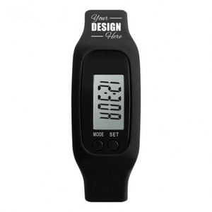 Montre connectée personnalisée promotionnelle en tissu sérigraphié durable avec podomètre de marche/course et compteur de calories - Product Image 1