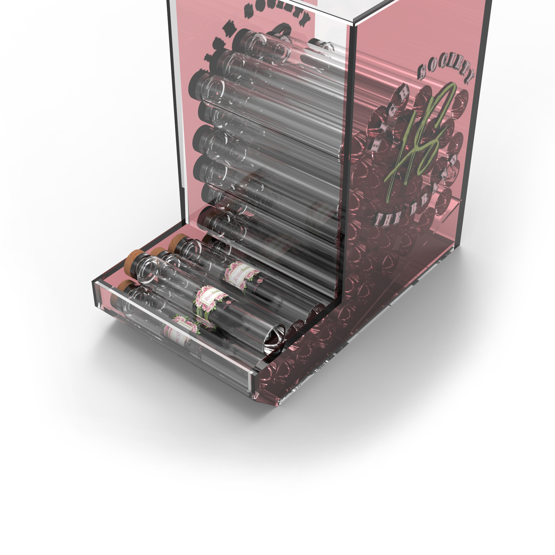Acrylic Counter Display Stand Slim Bottle Drink Pack Dispenser with Display Case — view 2