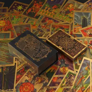 Cartes de tarot doré TC Cartes de tarot en or de haute qualité Cartes de tarot avec feuille d'or et boîte