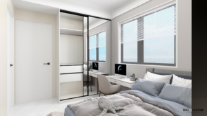 Armadio con Ante Scorrevoli Personalizzato, Design Semplice per Interni, Guardaroba con <span class=keywords><strong>Specchio</strong></span> per Camera da Letto - Product Image 2