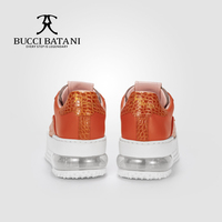 Chaussures décontractées pour hommes BUCCI BATANI, en cuir et tissu Scabal, couleur orange lave, à lacets, semelle extérieure en caoutchouc XL, SC070-E020