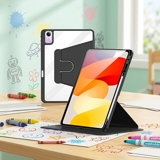 Hot Selling Acrylic Shockproof case for Redmi Pad SE 11" with Pen Holder and 360 Degree Rotating Tablet Cover