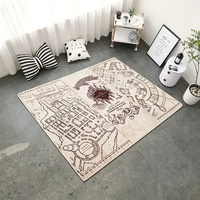 Tapis de sol personnalisé avec carte vintage imprimée, motif rétro fantastique, design personnalisé pour la décoration de la chambre des nerds
