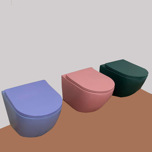 WC <span class=keywords><strong>suspendu</strong></span> bleu mat profilé 49 cm, gain de place, avec réservoir encastré, pour salle de bain, Sublime, à chasse arrière, ensemble WC - Product Image 1