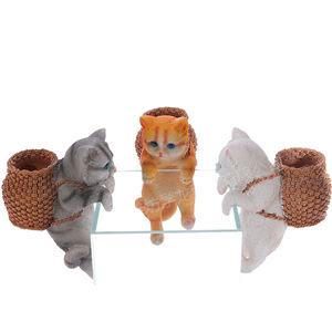 Mochila pequeña cesta <span class=keywords><strong>de</strong></span> bambú gato resina tumbado en Pecera plástico creativo paisaje decoración adornos sala <span class=keywords><strong>de</strong></span> estar al por mayor - Product Image 3