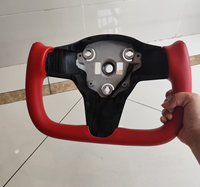Volante Calefactable de 350 mm Compatible con Tesla Model 3 Model Y, Volante de Cuero con Marco de Aleación de Aluminio OE 1490214-00-B