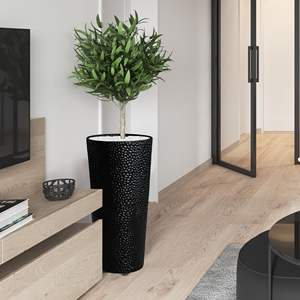 Jardinière en métal Worth, texture martelée à la main, pots à plantes coniques hauts, grands pots à fleurs ronds noirs faits à la main pour l'intérieur et l'extérieur - Product Image 3