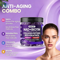 Complément alimentaire en gommes OEM 6 en 1 NAD+ Resvératrol Berbérine Biotine, gommes NAD Resvératrol Collagène Zinc Vitamine K2 D3 pour la peau