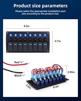 8 Gang lampu LED biru sakelar Panel sakelar Rocker tahan air 12V/24V berkabel untuk RV mobil otomotif perahu laut