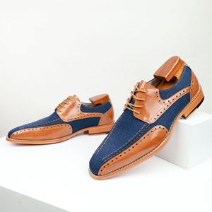 Zapatos de Negocios para Hombre, Zapatos de Cuero Bicolor, Zapatos Formales para Hombre, Zapatos Derby, Zapatos con Cordones y Punta Cuadrada - Product Image 6