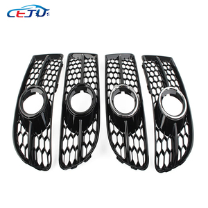 Brillant noir argent ABS nid d'abeille voiture pare-chocs avant grilles latérales Grille antibrouillard capuchons pour <span class=keywords><strong>Audi</strong></span> A4 <span class=keywords><strong>S4</strong></span> <span class=keywords><strong>B7</strong></span> 8E 8H 2005-2007 - Product Image 2