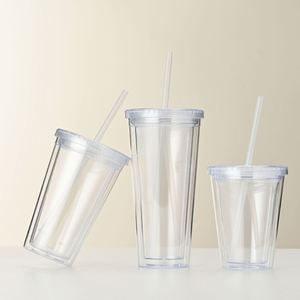12oz 16oz 24oz Insert Card Glitter Tumbler Clear <b>Double</b> <b>Wall</b> Plastic Cup With Flat Lid and Straw Cold Drink Juice Party Cup - Product Image 3