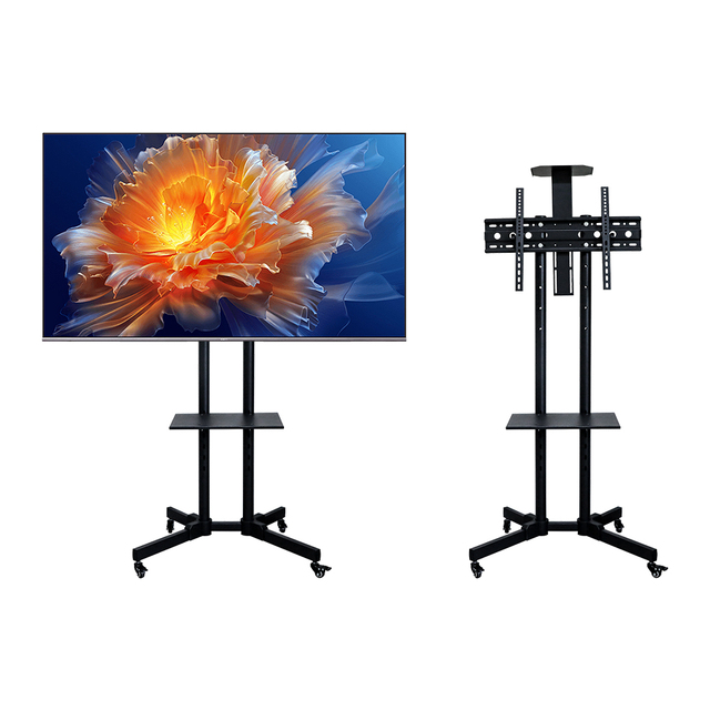 32"-65" TV Outdoor Height Adjustable Metal Rotating Floor Cart LED Touch Screen Monitor TV Telescoping Ajustable Shelf