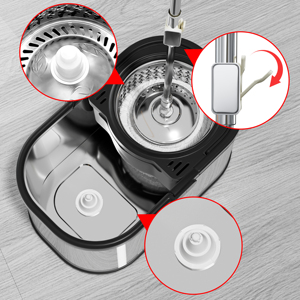 Bassfly sàn làm sạch quay giẻ lau sàn 360 độ xoay ma thuật quay lau và xô đặt sợi nhỏ có thể điều chỉnh sạch sẽ - Product Image 6