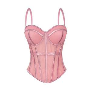 Oferta Destacada: Top Corsé de Color Liso con Varillas para Mujer, Camisola de Malla y Bustier Acolchado, Prenda Exterior Reductora de Cintura - Product Image 5