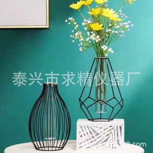 Seeking Excellence Glass Hydroponic Vase Gold Cage Design For Desktop Plant Decoration 25x35x150mm Eco Friendly - Product Image 4
