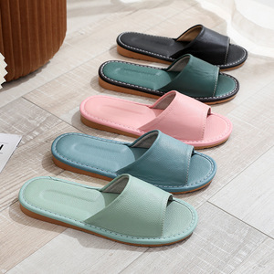 Pantoufles d'intérieur antidérapantes en <span class=keywords><strong>cuir</strong></span> de vachette épaissi pour femme, grandes tailles, pour l'été - Product Image 5