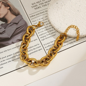 Gold Plated <b>Titanium</b> Steel <b>Chain</b> Bracelet Adjustable Unisex Fashion Jewelry YB12 - Product Image 3