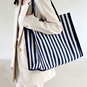 Sacs fourre-tout en toile de coton personnalisés imprimés en gros avec pochette zippée, réutilisables, abordables, à double poignée, pour le shopping, avec logo - Product Image 2
