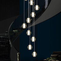 Lustre LED en verre en forme de globe, escalier en spirale, luminaire suspendu multi-grossesurs, lustre architectural pour hall à plafond haut