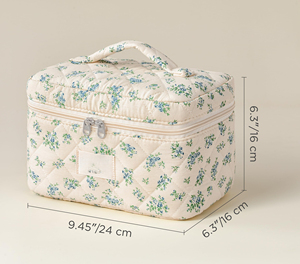 Large Capacity Puffy Toiletry <b>Bag</b> for Women Open Flat Make up Cosmetic Organizer with Handle - Product Image 2