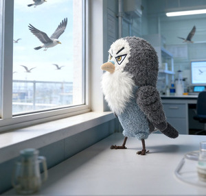 Peluche de Pájaro Profesor Gris Personalizado, Certificado EN71, Suave y Agradable al Tacto, Serie Prof Gray - Product Image 2