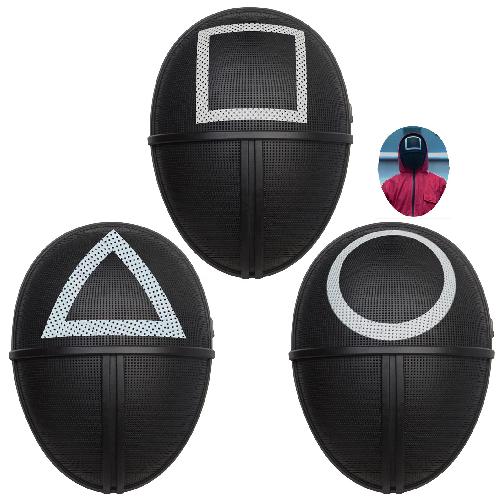 Набор для косплея черного маскарада, Мужской Хлопковый набор, квадратный солдат, сетка, босс, косплей, Хэллоуин, золотые випы, лицо, игры vip, отряд, игра, маска-кальмар