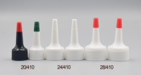 20MM 24MM 28MM 20-410 24-410 28-410 PP Lotion Squeeze Bottle Long Buse Bec En Plastique Blanc Pointe Twist Open Lock Top Vis Cap