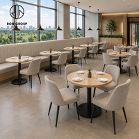 Chaise rembourrée Ron Group pour hôtel, restaurant, mobilier commercial, table ronde en bois massif, banquette moderne de luxe en tissu pour café