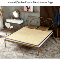 Tapis rafraîchissant en bambou Moso carbonisé, pliable, antidérapant, respirant, pour lit simple ou double, avec bandes élastiques, 400TC