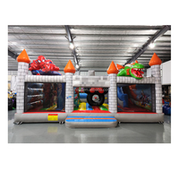 Château gonflable d'extérieur Commercial pour enfants, combo avec glissière, thème de dinosaure de dessin animé, château de saut, aire de jeux