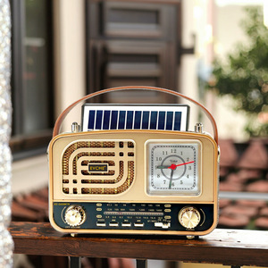 Retro clock portable multi-functional full-band emergency solar radio <b>player</b> - Product Image 5