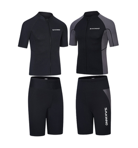 Muta in Neoprene uomo donna 2 pezzi estate surf muta da sub camicia a maniche corte con pantaloncini per sport acquatici W913 - Product Image 1