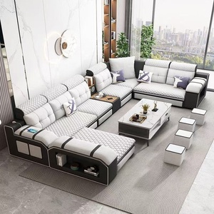 Moderna tecnologia Anti-macchia divano in tessuto soggiorno semplice grande e piccolo appartamento Multi-funzionale divano in tessuto a forma di U Set - Product Image 3