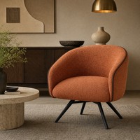 Fauteuil de salon pour chambre à coucher, revêtement en tissu, siège rembourré, dossier arrondi, fauteuil pour salon, coin lecture, bureau, décoration de salon